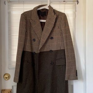 Ladies JCrew long wool two colour tweed coat